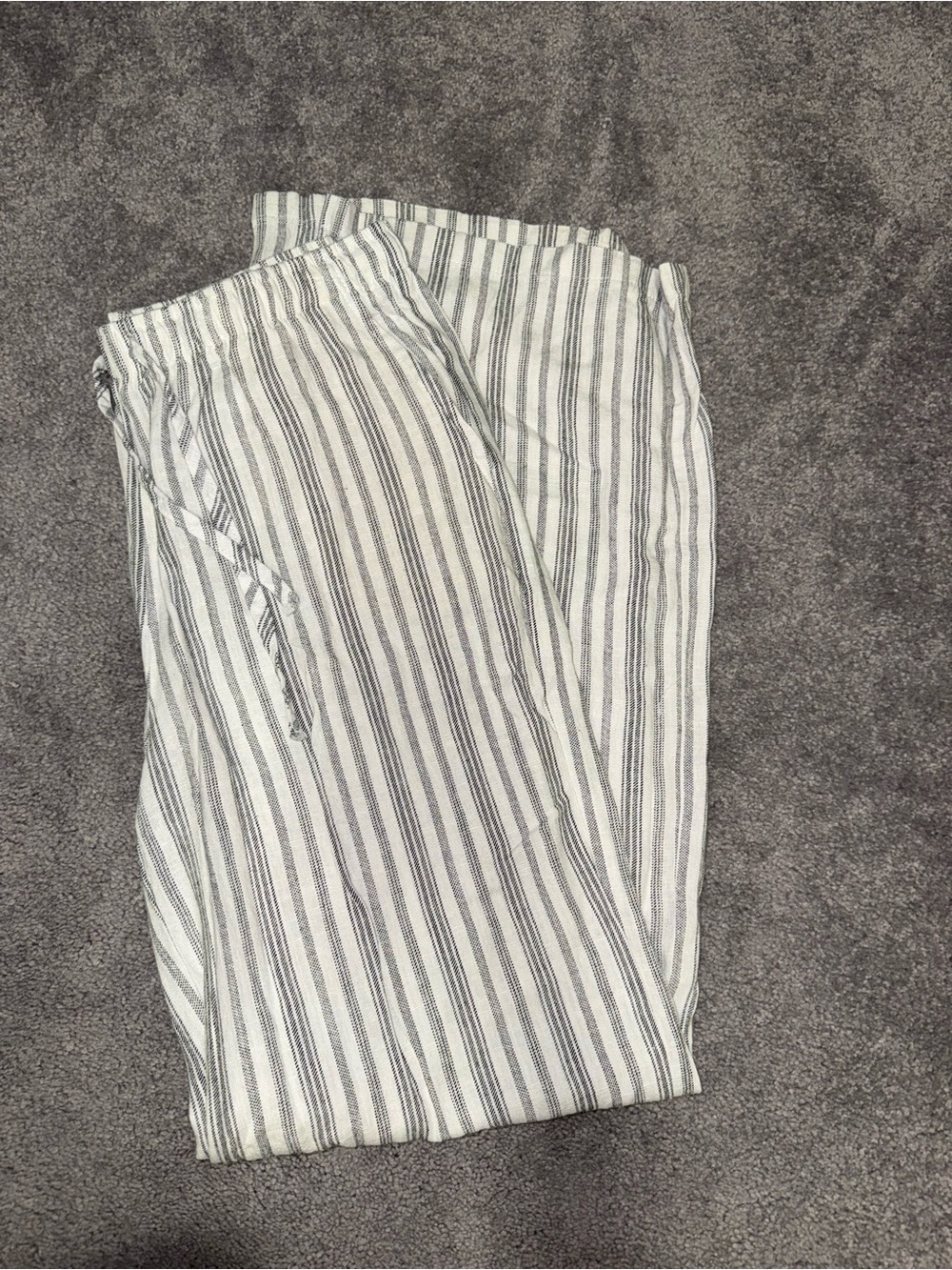 Women’s Striped Drawstring Lounge Pants - White & Gray